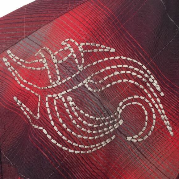 PLAINS Westernwear men's button down shirt red SIZE SMALL - Picture 11 of 12